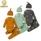 3 PCS Baby Boy Clothes Set Spring Autumn Knitted V-neck Romper+infant Pants+Cap Newborn Outfit
