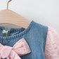 Newborn baby Girls Spring fall clothes Outfits Bow Denim Dress costume for toddler baby Girl cloth 1 year Birthday Dresses dress
