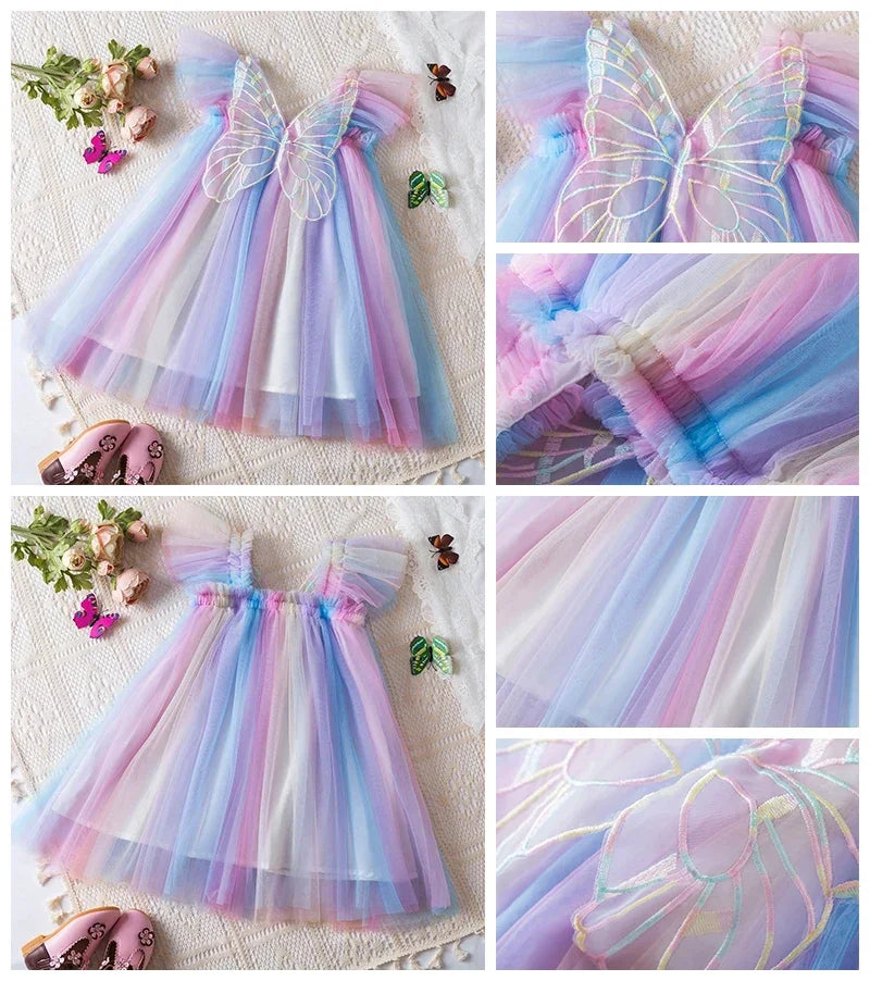 Toddler Baby Girls Party Dresses Back Butterfly