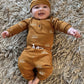 3 PCS Baby Boy Clothes Set Spring Autumn Knitted V-neck Romper+infant Pants+Cap Newborn Outfit