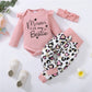 3PCS Newborn Baby Girl Daily Clothes Set Mama Print Long Sleeve Romper Top+Love Heart Print Pant+Headband Lovely Autumn Outfit