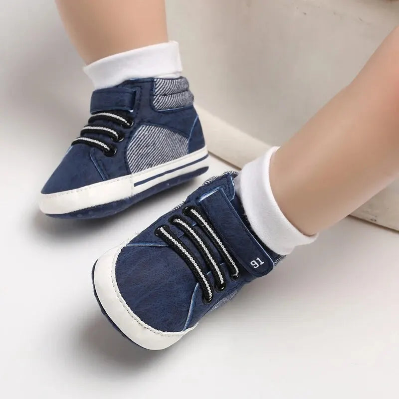 Baby Shoes Boys High Top Casual Cotton Soft Sole Newborn Walking 0 18 Months