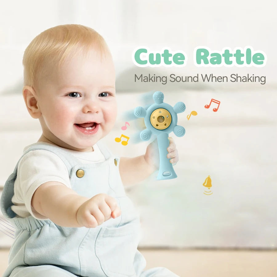 Color Kids Silicone Teether Toy Baby Rattle Toy Teething Ring