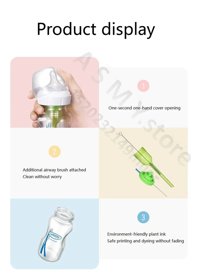 Dr. Brown's newborn glass baby bottle, wide diameter, anti-colic, gas-liquid separation 150ML + 270ML