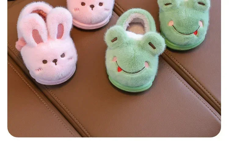 Baby Warm Cotton Shoes Autumn Winter New Boys Girls Cartoon Animal Cotton Slippers Non Slip Comfortable Soft Sole Plush Slippers