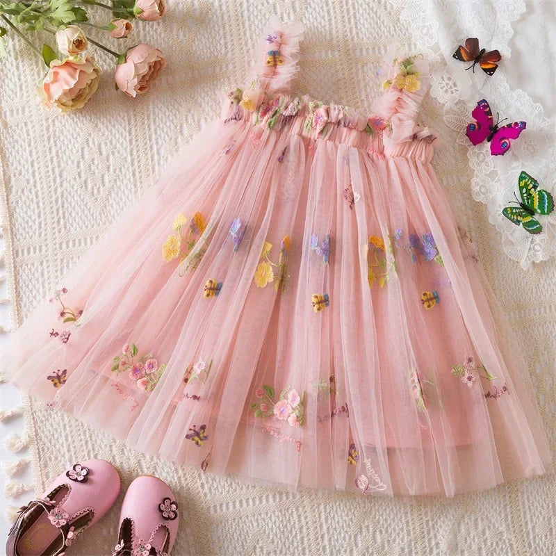 Toddler Baby Girls Party Dresses Back Butterfly