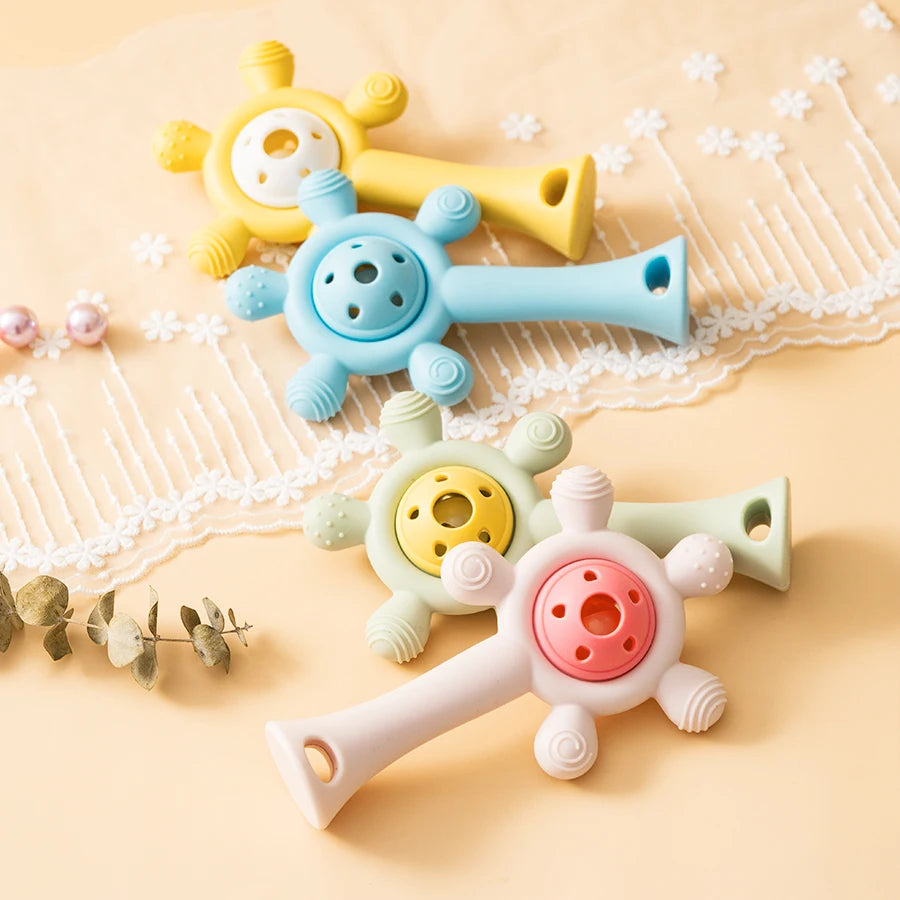 Color Kids Silicone Teether Toy Baby Rattle Toy Teething Ring