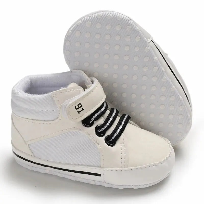 Baby Shoes Boys High Top Casual Cotton Soft Sole Newborn Walking 0 18 Months