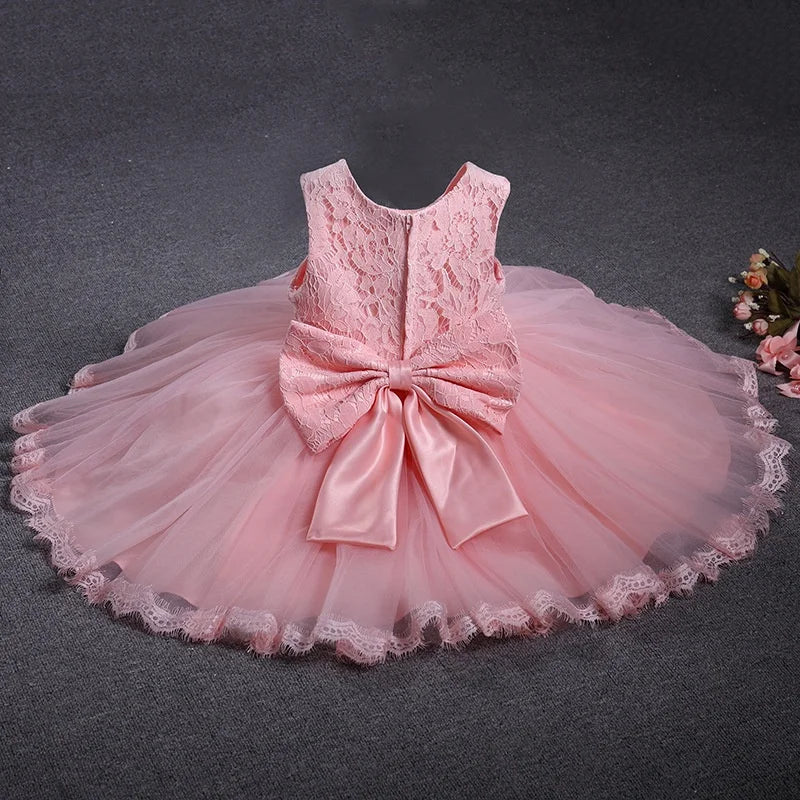 Baby Girl Baptism Dresses Toddler White Lace Flower Tulle Christening 1 Years Birthday Princess Party Dress Newborn Wedding Gown