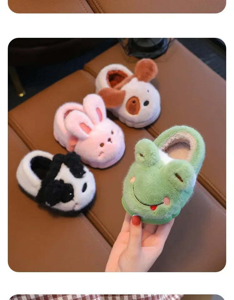 Baby Warm Cotton Shoes Autumn Winter New Boys Girls Cartoon Animal Cotton Slippers Non Slip Comfortable Soft Sole Plush Slippers