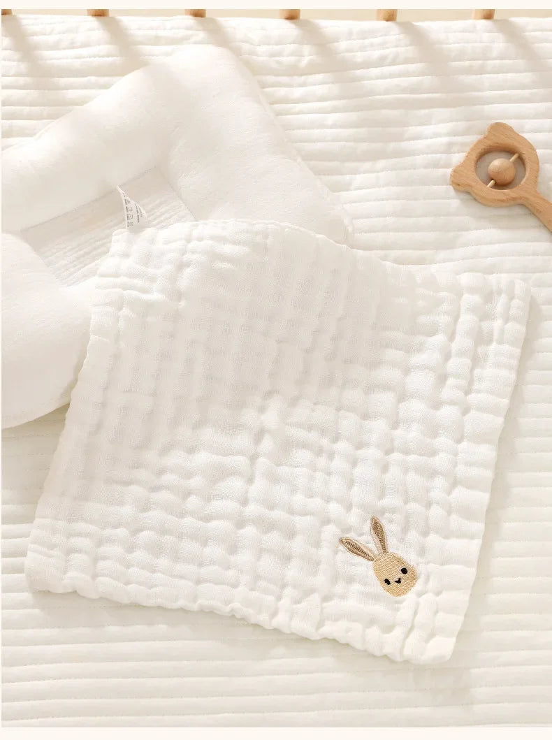 6 Layer Cotton Embroidery Baby Saliva Towels Hand Face Wipes Newborn