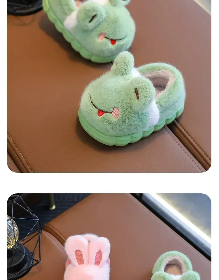 Baby Warm Cotton Shoes Autumn Winter New Boys Girls Cartoon Animal Cotton Slippers Non Slip Comfortable Soft Sole Plush Slippers