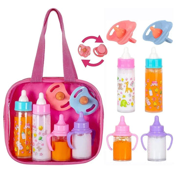 Doll Feeding Bottle Set Baby Care Toy Stroller 2pc Milk And Juice