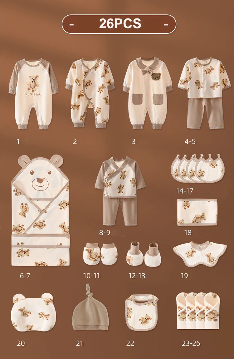 20/22/24/26 Pieces Newborn Clothes Baby Gift Pure Cotton Baby Set 0-6 Months Spring Summer Kids Clothes Suit Unisex Without Box