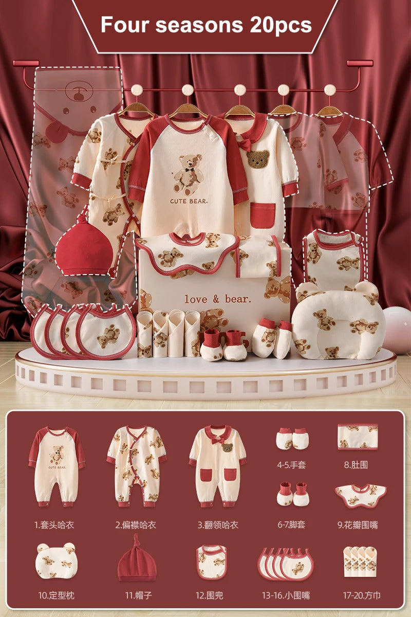20/22/24/26 Pieces Newborn Clothes Baby Gift Pure Cotton Baby Set 0-6 Months Spring Summer Kids Clothes Suit Unisex Without Box