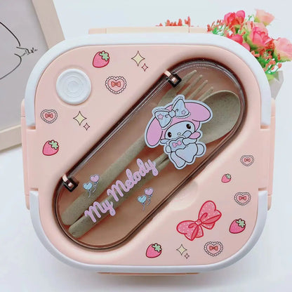 Sanrio Stainless Steel Lunch Box | 3 Compartments 1300ml | Kuromi, Hello Kitty, My Melody & Cinnamoroll