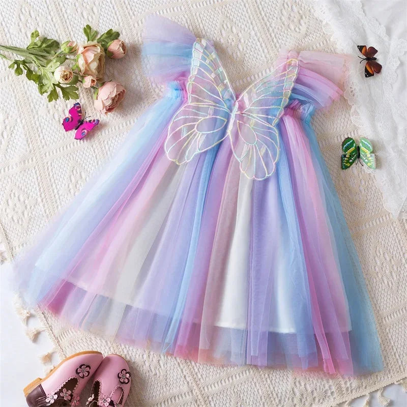 Toddler Baby Girls Party Dresses Back Butterfly