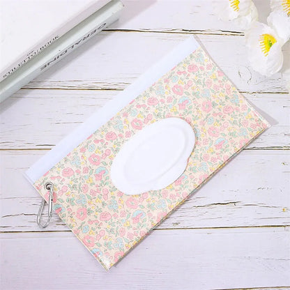 Baby Wet Wipe Pouch Cute Snap-Strap Refillable