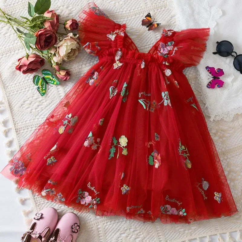 Toddler Baby Girls Party Dresses Back Butterfly