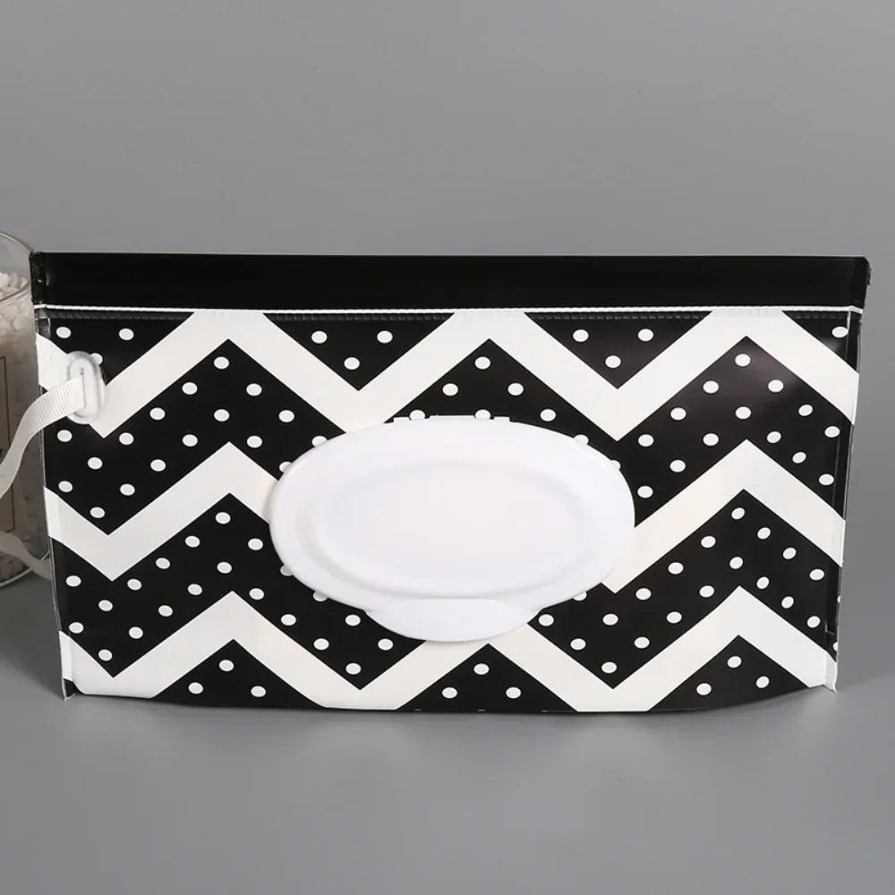 Baby Wet Wipe Pouch Cute Snap-Strap Refillable