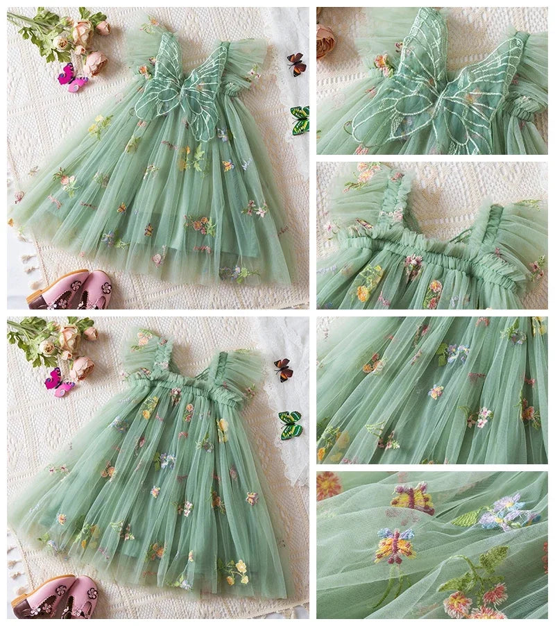 Toddler Baby Girls Party Dresses Back Butterfly
