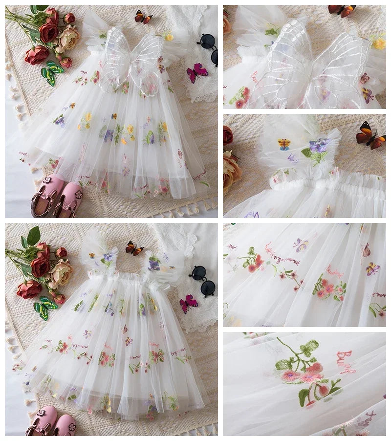 Toddler Baby Girls Party Dresses Back Butterfly