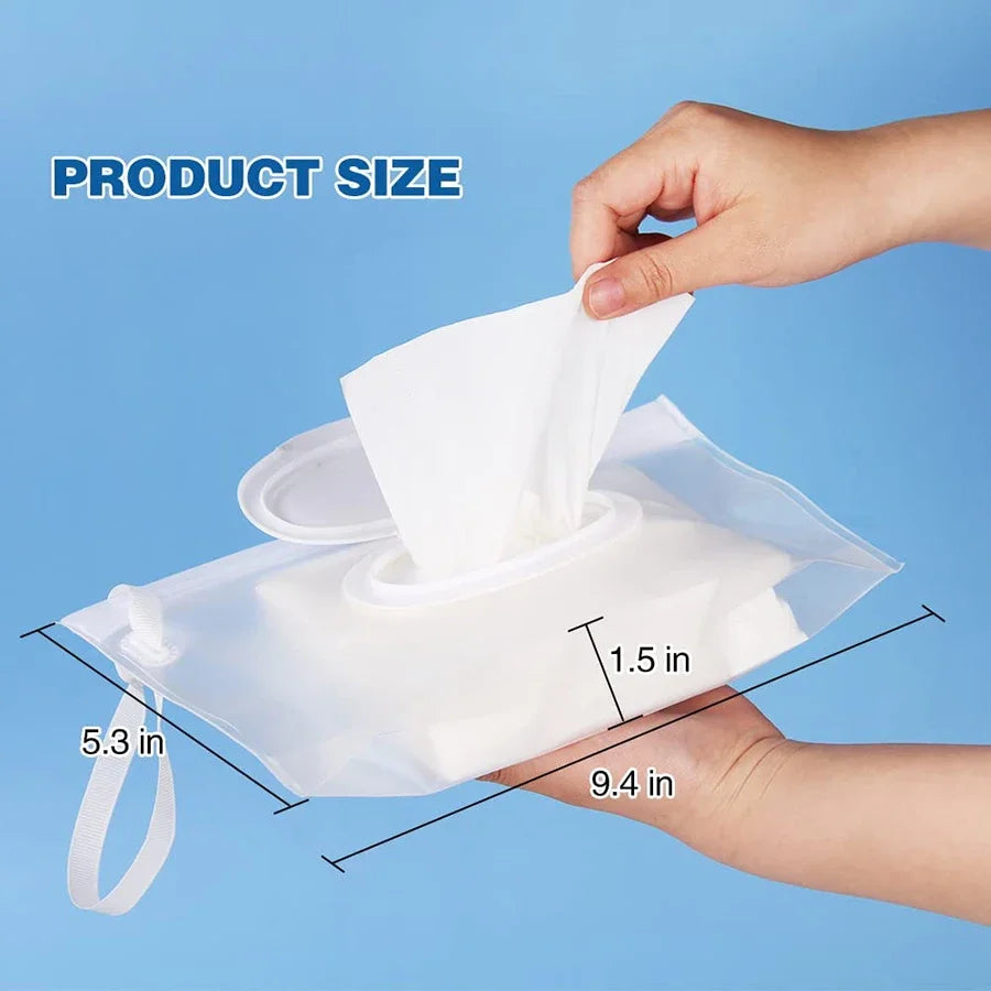 Baby Wet Wipe Pouch Cute Snap-Strap Refillable