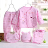 5pcs  Newborn Baby Suit Set Top 2 Pants Hat Bibs 0-3 M Clothing Set Boy Girl