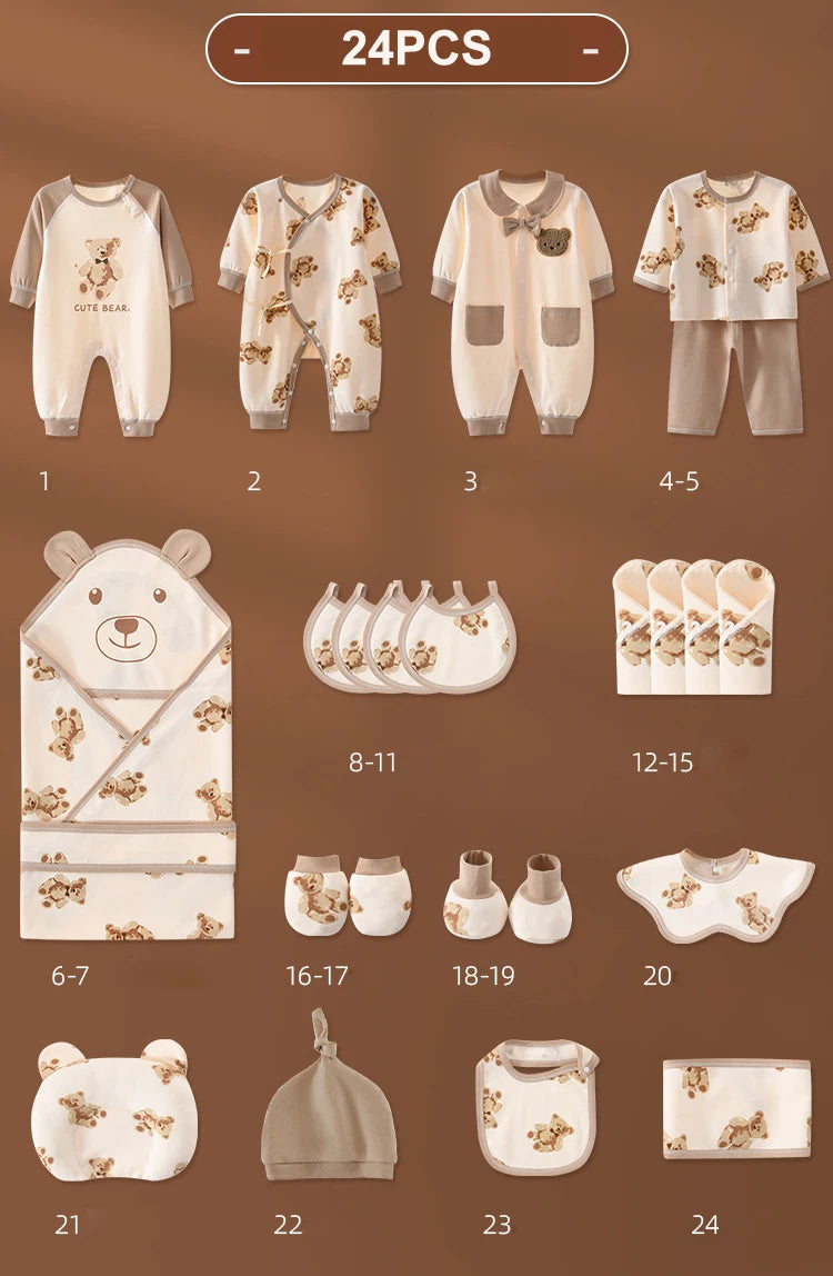 20/22/24/26 Pieces Newborn Clothes Baby Gift Pure Cotton Baby Set 0-6 Months Spring Summer Kids Clothes Suit Unisex Without Box