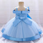 Baby Girls Elegant Big Bow Party Dress | Wedding & Birthday Princess Gown 6-36M