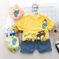 Kids Baby Boys/Girls Summer Clothes Kids Cartoon Car Cotton T-shirt Denim Shorts 2Pcs Suit Children's Wear Leisure sports Sets