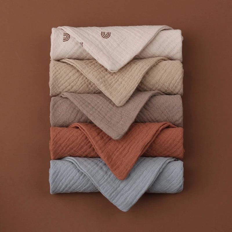 5PC Baby Towel New Born Items Stuff Muslin Squares Infant Hand Bath Shower Face Towels Soft Cotton