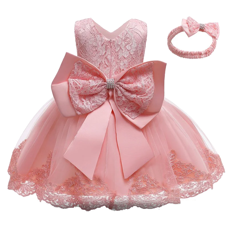 Baby Girl Baptism Dresses Toddler White Lace Flower Tulle Christening 1 Years Birthday Princess Party Dress Newborn Wedding Gown