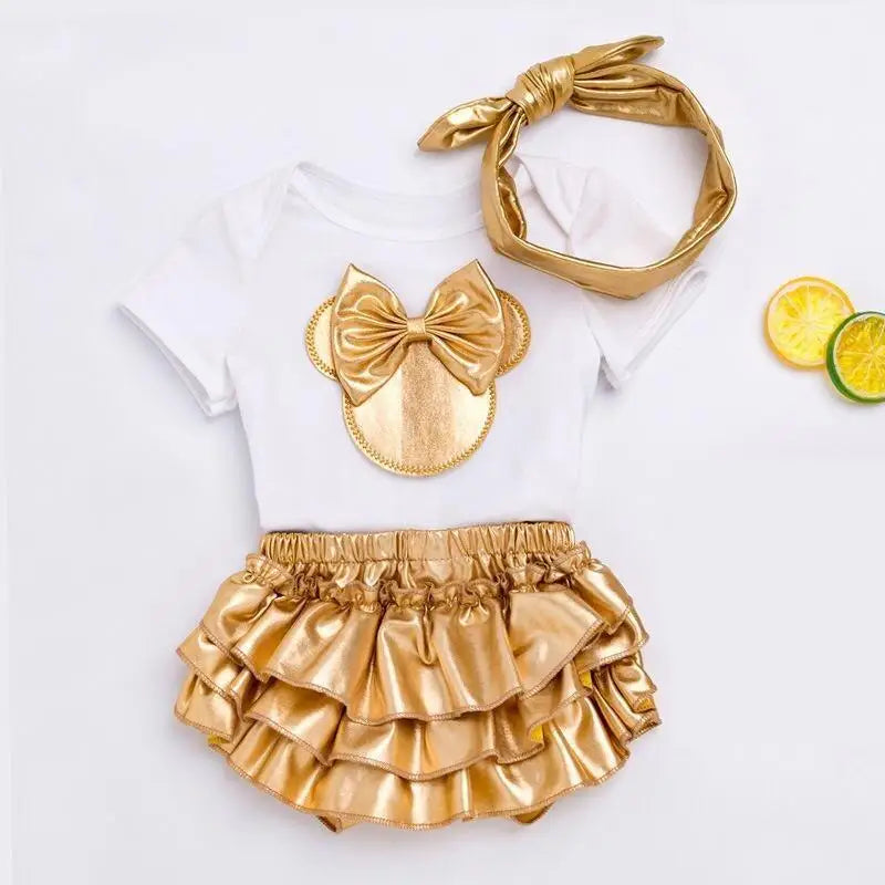 3 Pcs Set Baby Newborns 2025 Summer Cotton Short Sleeve Leopard Bodysuit High-heeled Shoes Christmas Ruffle Baby Girl Clothes Set