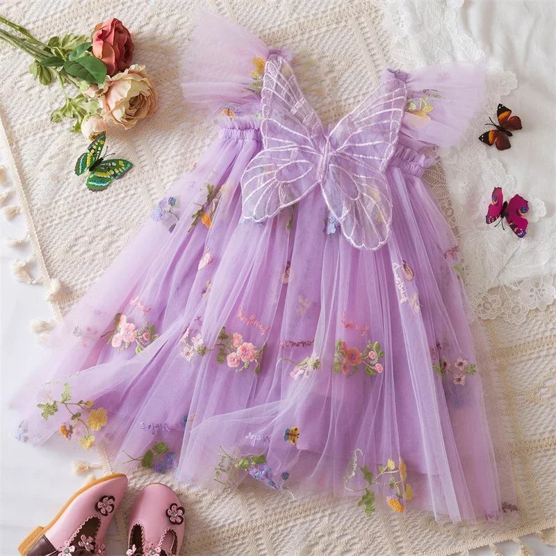 Toddler Baby Girls Party Dresses Back Butterfly