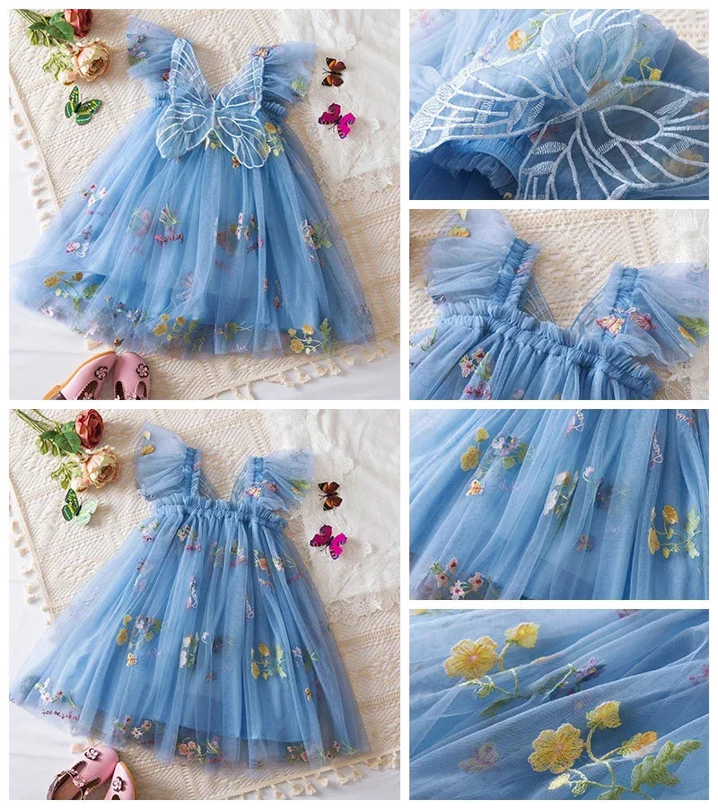 Toddler Baby Girls Party Dresses Back Butterfly