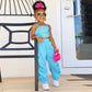 1-8years Baby Kids Summer Clothing For Girls Sleeveless Crop Tops+Cargo Pants 2pcs/sets Children's Fashion Clothes Outfits Girl