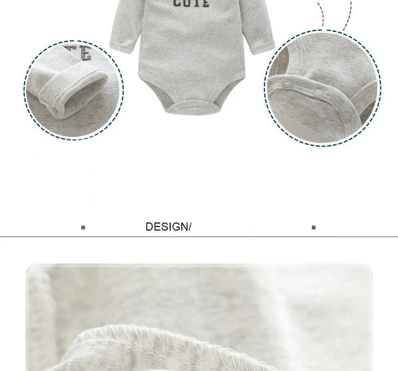 3PCS Baby Clothing Set Autumn Newborn Baby Girl Pure Cotton Clothes Set Soft Cute Animal Kids Bodysuits+Pants+Romper Bebe 6-24M