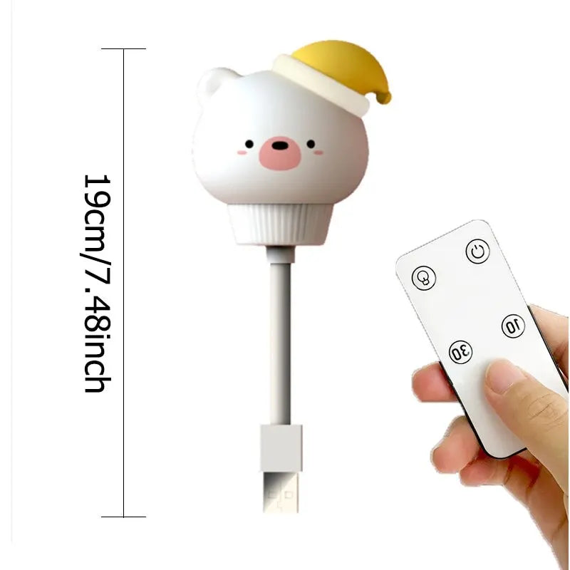 Kid Bedroom Decor Bedside Lamp USB Night Light LED Chlidren Cute Cartoon Night Lamp Bear Chick Kitten Remote Control for Baby