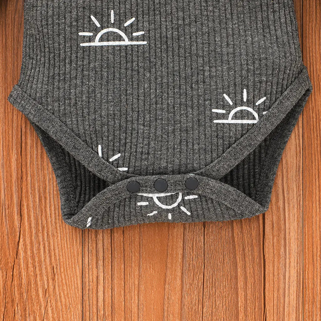3 PCS Baby Boy Clothes Set Spring Autumn Knitted V-neck Romper+infant Pants+Cap Newborn Outfit
