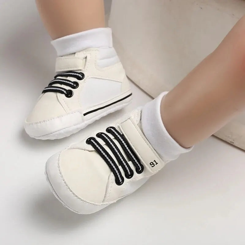 Baby Shoes Boys High Top Casual Cotton Soft Sole Newborn Walking 0 18 Months