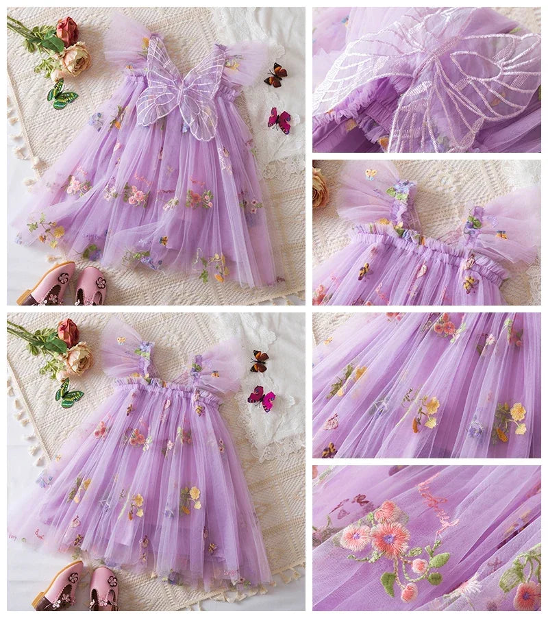 Toddler Baby Girls Party Dresses Back Butterfly