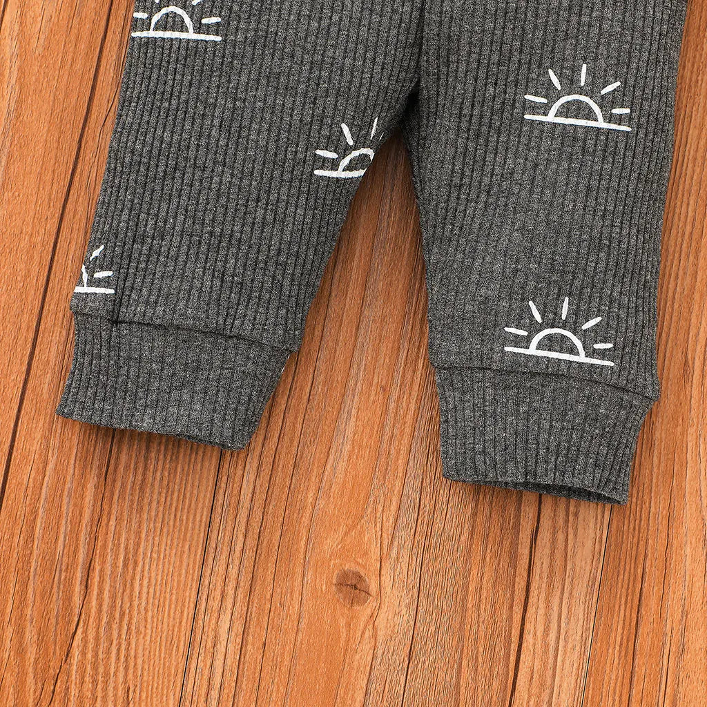 3 PCS Baby Boy Clothes Set Spring Autumn Knitted V-neck Romper+infant Pants+Cap Newborn Outfit