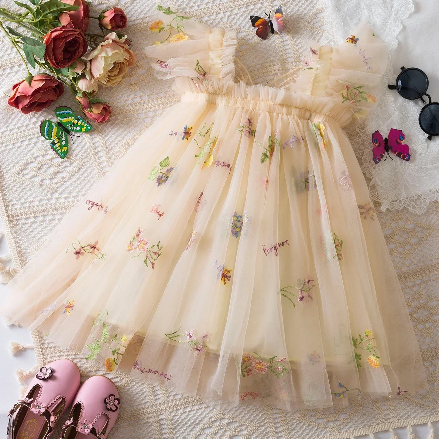 Toddler Baby Girls Party Dresses Back Butterfly