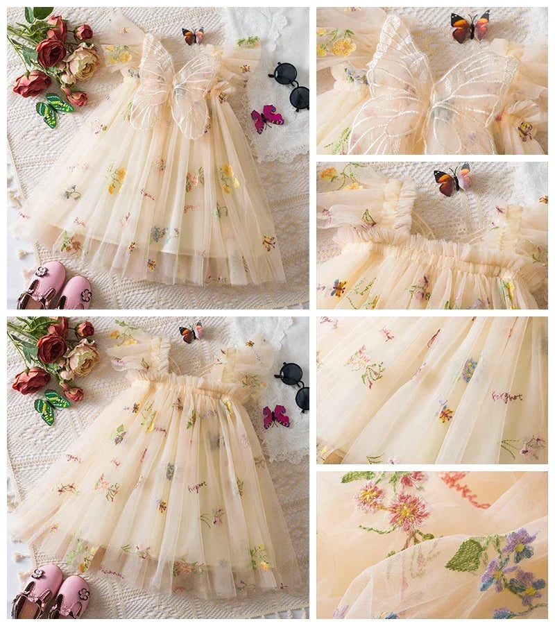 Toddler Baby Girls Party Dresses Back Butterfly