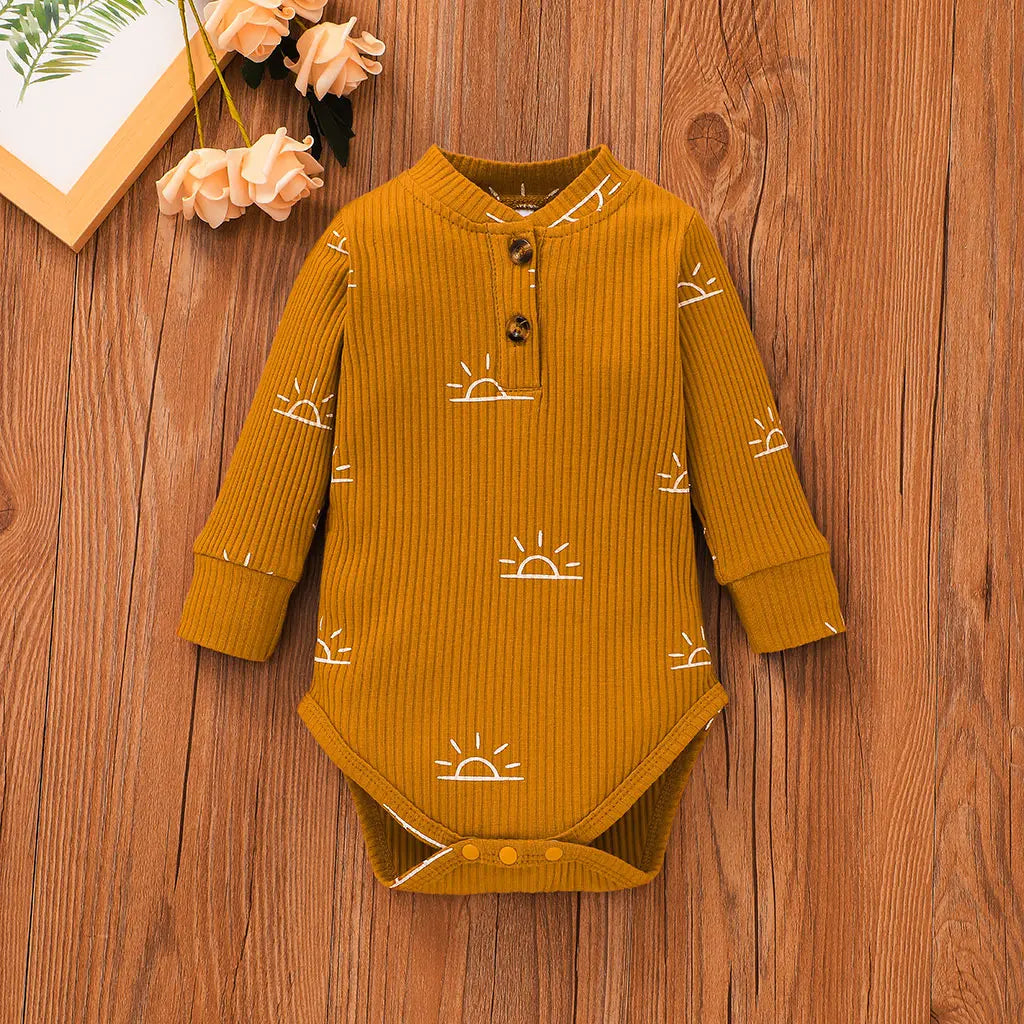 3 PCS Baby Boy Clothes Set Spring Autumn Knitted V-neck Romper+infant Pants+Cap Newborn Outfit