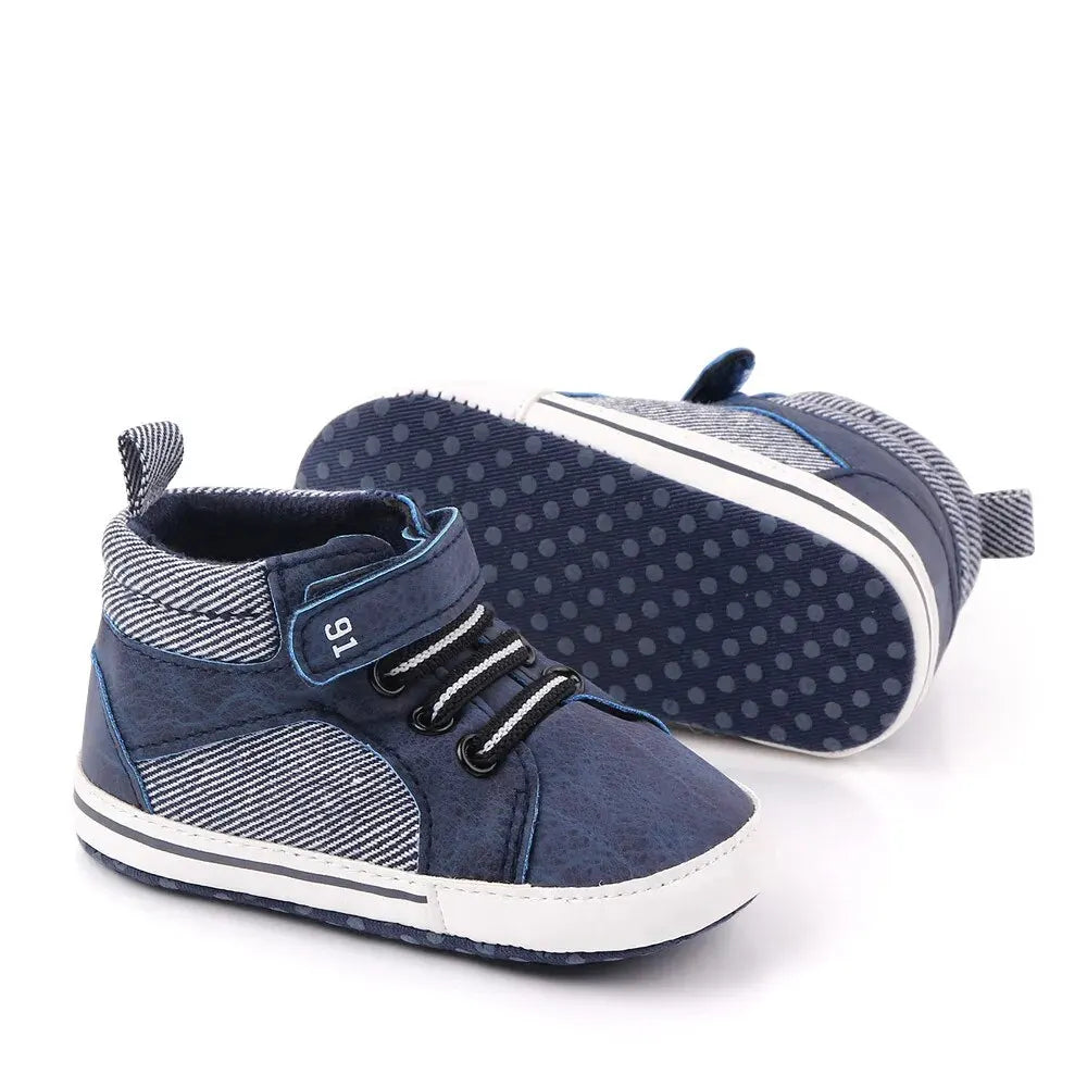 Baby Shoes Boys High Top Casual Cotton Soft Sole Newborn Walking 0 18 Months