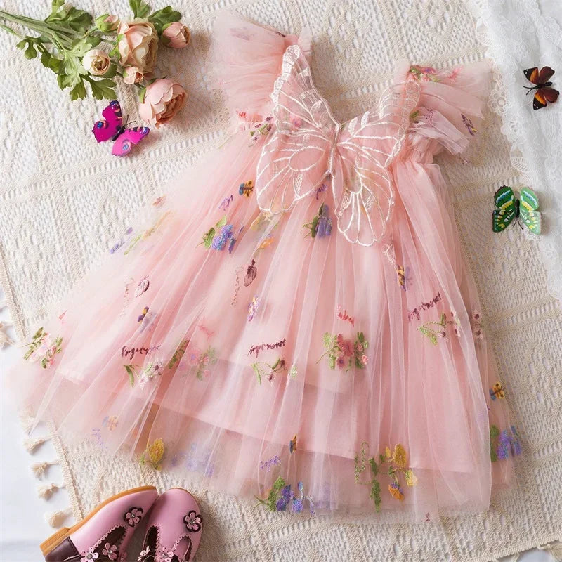 Toddler Baby Girls Party Dresses Back Butterfly