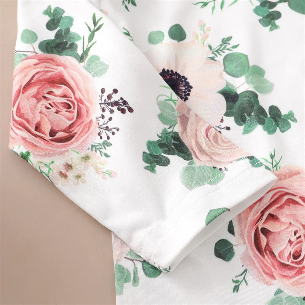 0-12Months Newborn Baby Girl 3PCS Clothes Set Floral Long Sleeve Fashion Spring & Autumn Daily Outfit