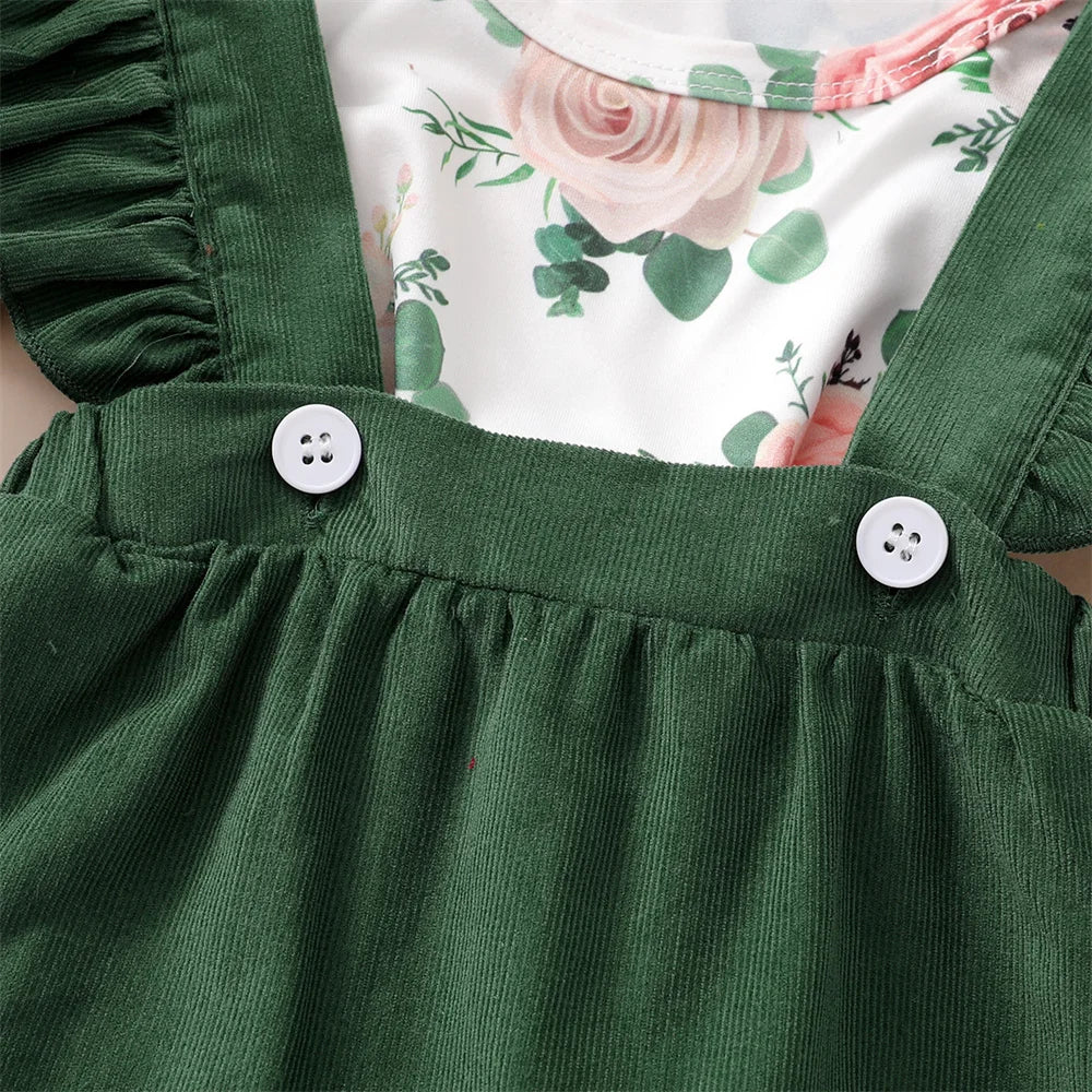 0-12Months Newborn Baby Girl 3PCS Clothes Set Floral Long Sleeve Fashion Spring & Autumn Daily Outfit